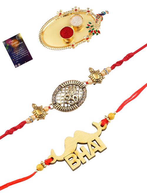 pack of 2 rakhi set with roli chawal and greeting card - 17910287 - Very Small Image - 1