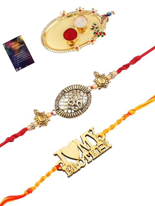 pack of 2 rakhi set with roli chawal and greeting card - 17910289 - Very Small Image - 1
