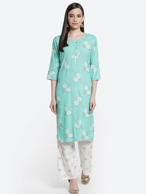 foil print kurta palazzo set - 17910955 - Very Small Image - 1