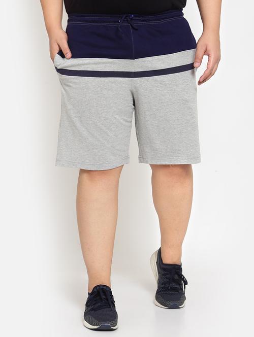 plus size grey color block shorts - 17911362 - Very Small Image - 1