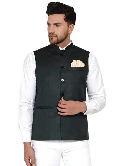 green solid nehru jacket - 17911738 - Very Small Image - 1