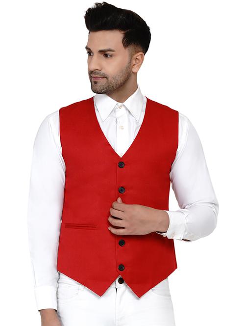 red solid classic waist coat - 17911808 - Very Small Image - 1
