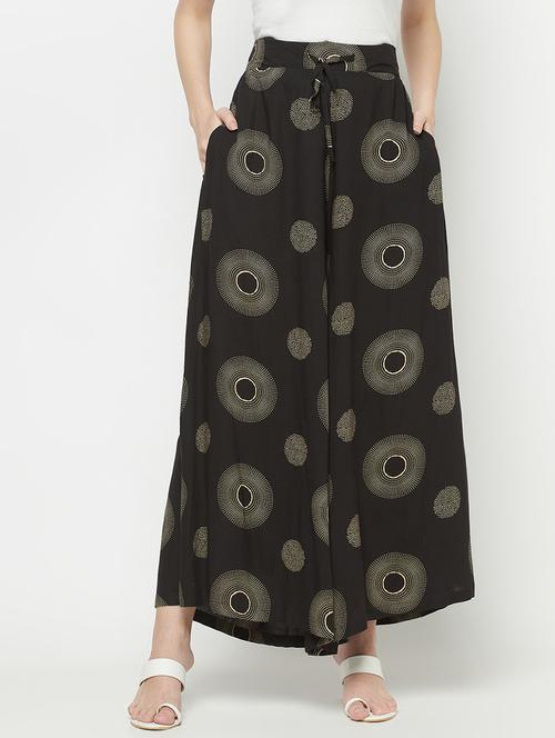 tie front printed flared  palazzo - 17913159 - Very Small Image - 1