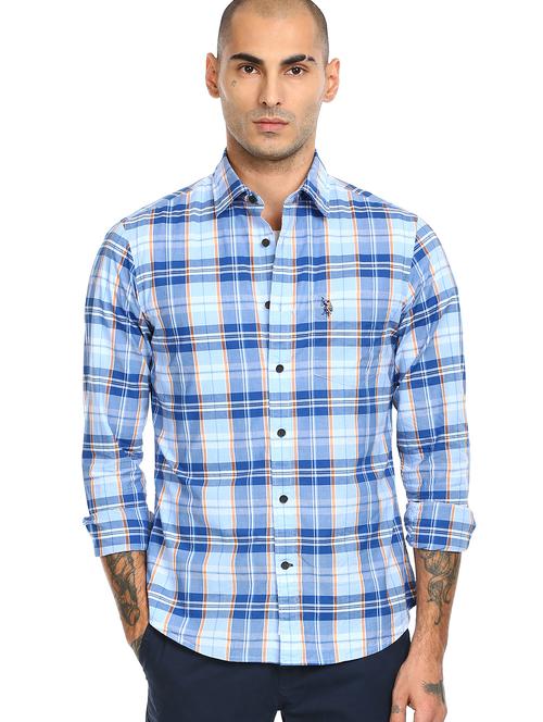 blue checkered casual shirt - 17913343 - Very Small Image - 1