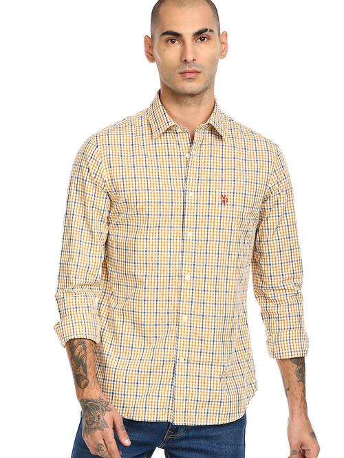 yellow checkered casual shirt - 17913349 - Very Small Image - 1
