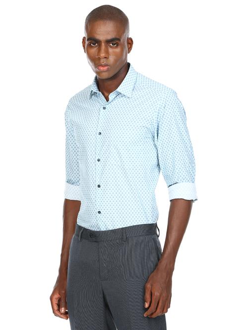blue printed formal shirt - 17913440 - Very Small Image - 1