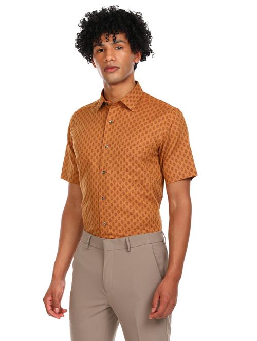 orange printed formal shirt - 17913452 - Very Small Image - 1