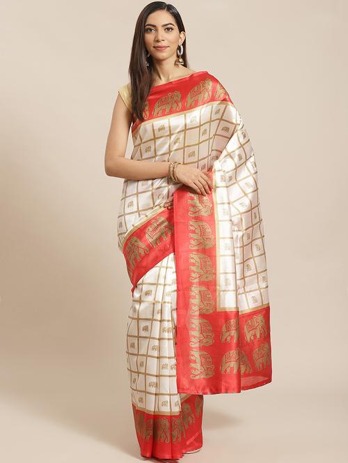 conversational printed saree with blouse - 17913645 - Very Small Image - 1