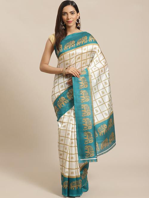 conversational printed saree with blouse - 17913666 - Very Small Image - 1