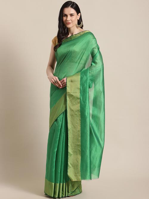 solid plain saree with blouse - 17913783 - Very Small Image - 1