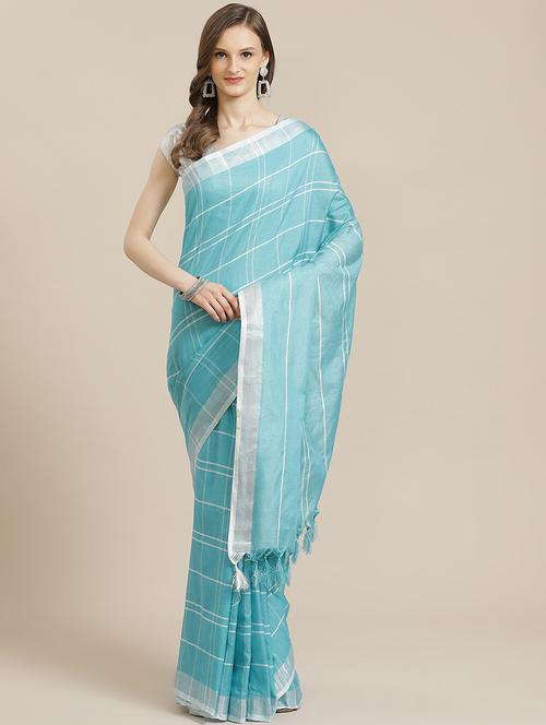 check chanderi saree with blouse - 17913807 - Very Small Image - 1