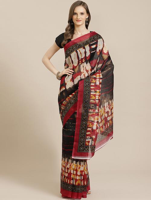 abstract printed saree with blouse - 17913825 - Very Small Image - 1
