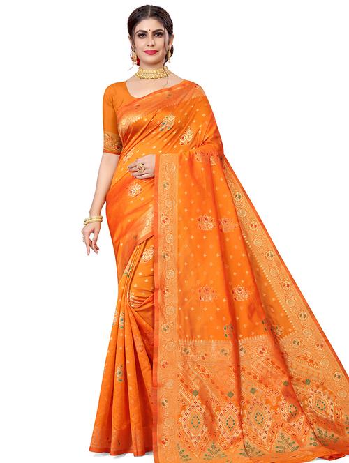 women's self design orange colored saree - 17914429 - Very Small Image - 1