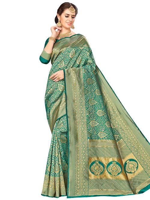 jacquard work woven saree with blouse - 17921767 - Very Small Image - 1