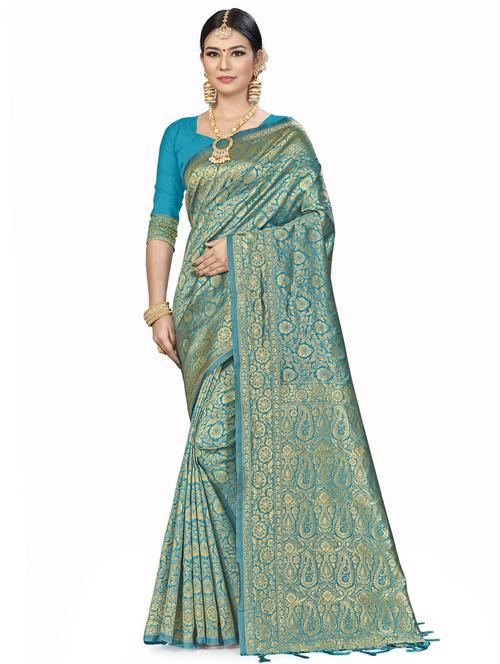 jacquard work woven saree with blouse - 17921816 - Very Small Image - 1