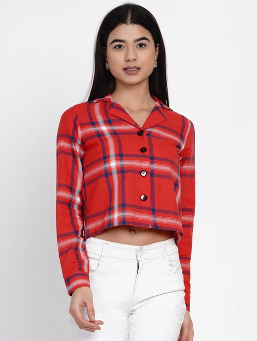 long sleeved checkered top  - 17922794 - Very Small Image - 1