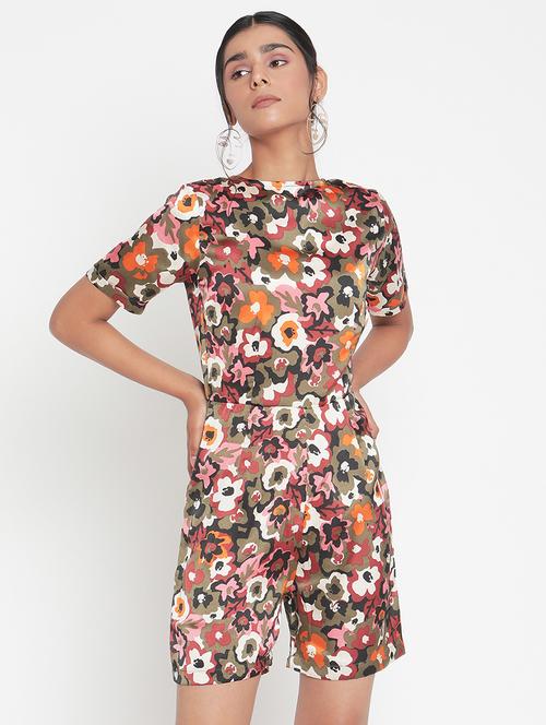 round neck floral romper  - 17923206 - Very Small Image - 1
