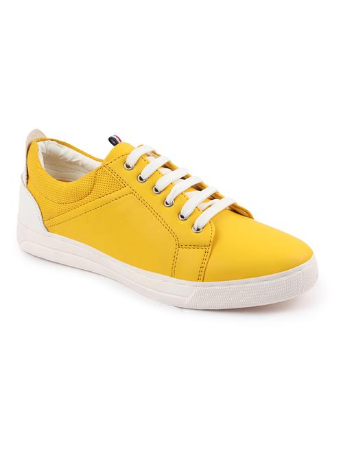 yellow pu lace up sneakers - 17923422 - Very Small Image - 1