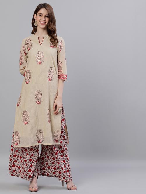 embroidered kurta palazzo set - 17924541 - Very Small Image - 1