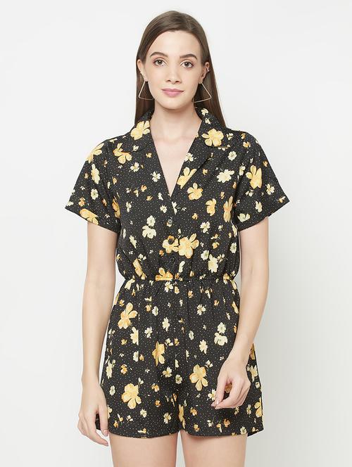 shirt collar floral jumpsuit - 17925244 - Very Small Image - 1