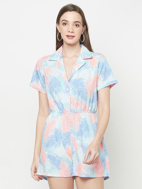 shirt collar printed romper  - 17925249 - Very Small Image - 1