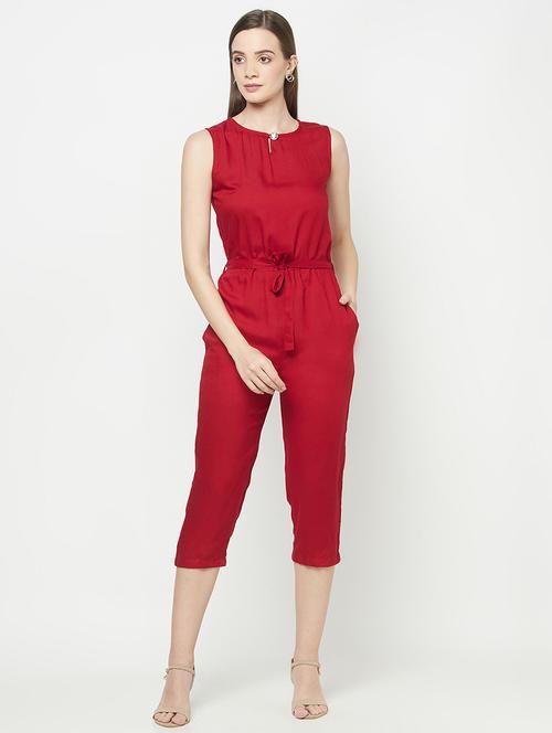tie front solid jumpsuit  - 17925252 - Very Small Image - 1