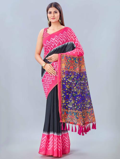 printed woven saree with blouse - 17926459 - Very Small Image - 1