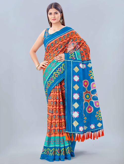 women's printed multi colored saree - 17926472 - Very Small Image - 1