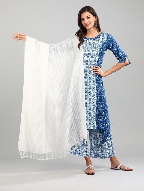 white cotton dupatta - 17927103 - Very Small Image - 1