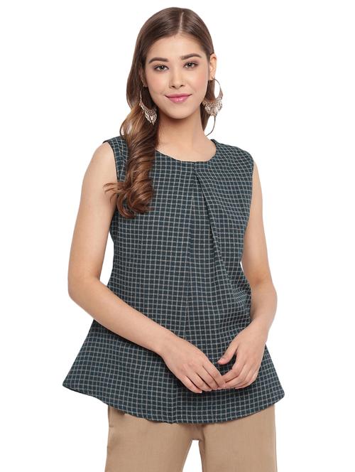 checkered a-line kurti - 17927440 - Very Small Image - 1