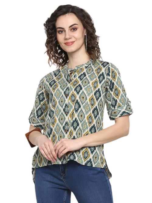 ikat high-low kurti - 17927441 - Very Small Image - 1