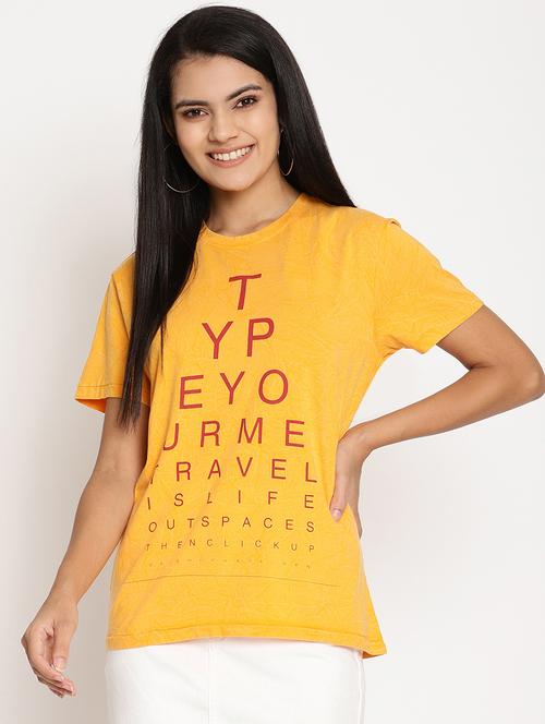 women's front print round neck t-shirt - 17928754 - Very Small Image - 1