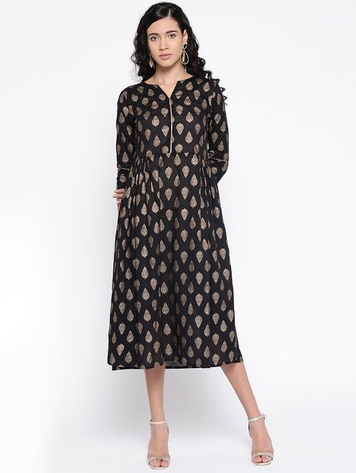Printed A-line Ethnic Dress - 17929191 - Very Small Image - 1