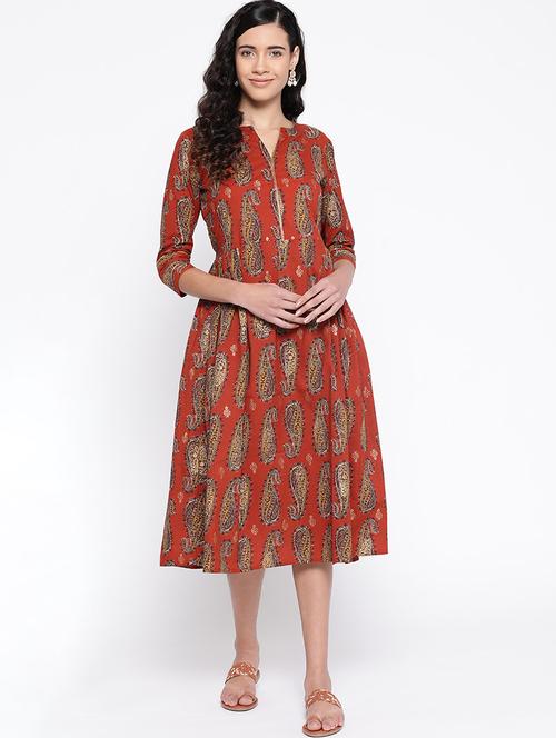 paisley a-line ethnic dress - 17929192 - Very Small Image - 1