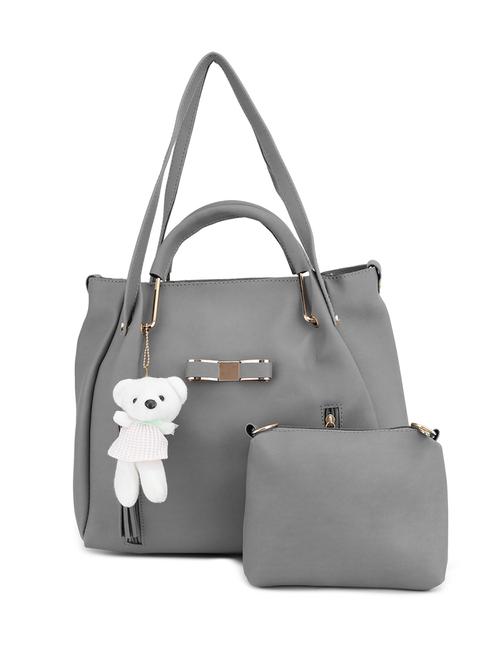 grey leatherette (pu) combo handbag - 17930638 - Very Small Image - 1