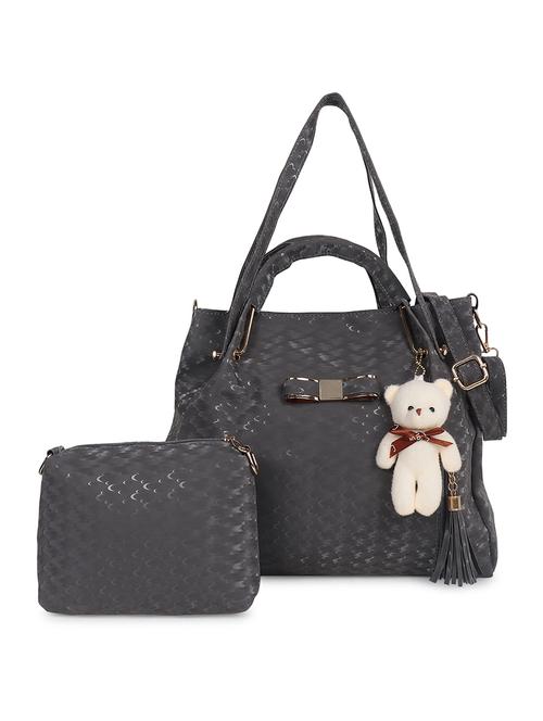 grey leatherette (pu) combo handbag - 17930668 - Very Small Image - 1