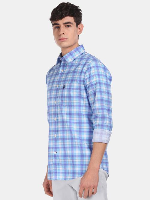 blue checkered casual shirt - 17930694 - Very Small Image - 1