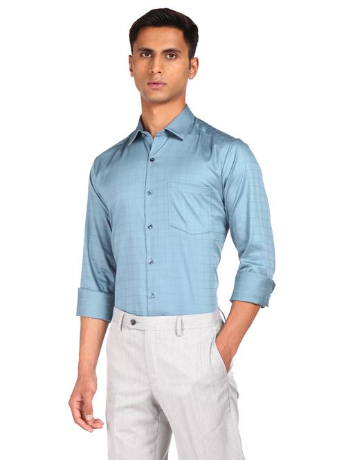 blue checkered formal shirt - 17930739 - Very Small Image - 1