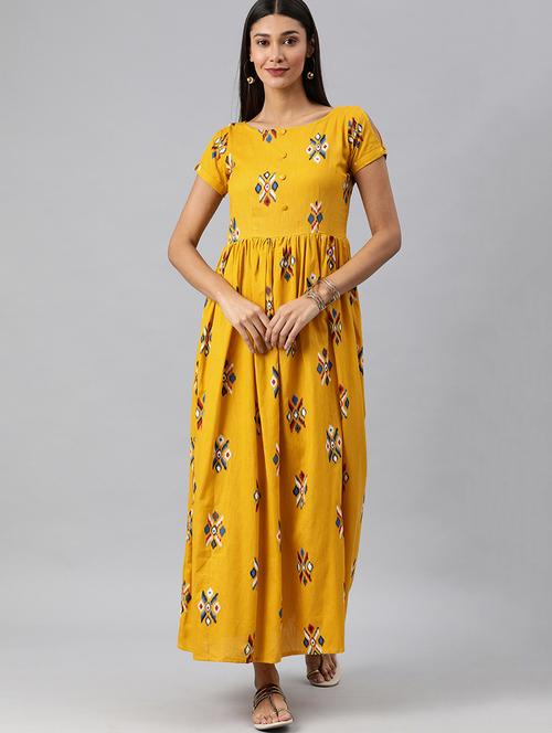 ikat print fit & flare dress - 17930807 - Very Small Image - 1