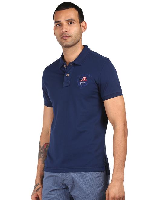 navy blue solid polo t-shirt - 17930833 - Very Small Image - 1