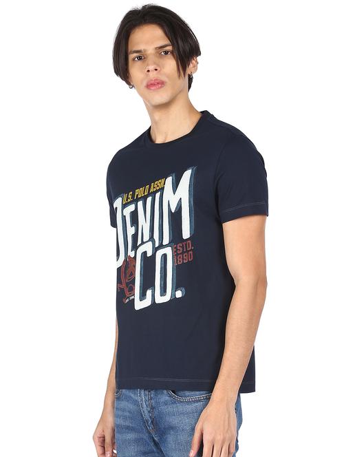 navy blue printed t-shirt - 17931014 - Very Small Image - 1