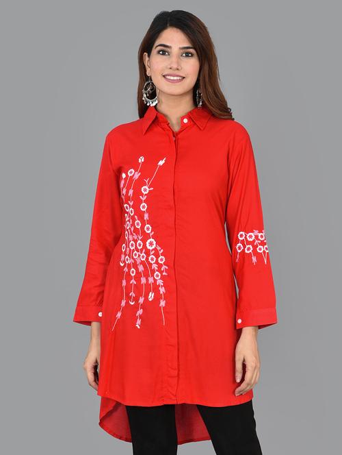shirt collar embroidered tunic - 17933485 - Very Small Image - 1