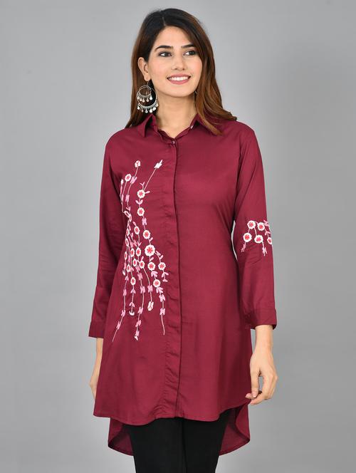 shirt collar embroidered tunic - 17933486 - Very Small Image - 1