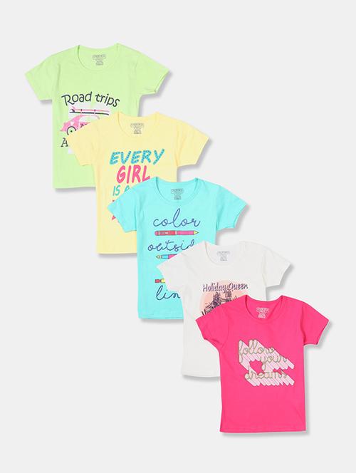 set of 5 multi colored printed regular tee - 17934513 - Very Small Image - 1