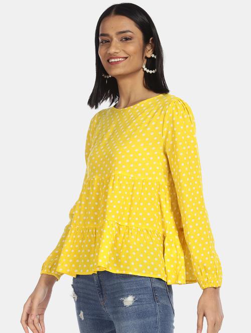 round neck polka dot tiered top - 17935235 - Very Small Image - 1