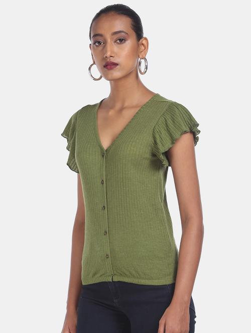 v-neck solid top  - 17935299 - Very Small Image - 1
