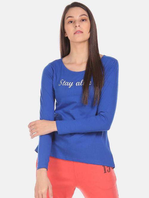 round neck typography tee  - 17935319 - Very Small Image - 1