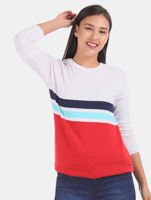 round neck color block top  - 17935495 - Very Small Image - 1