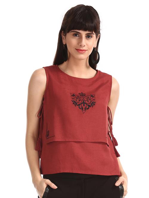 round neck printed top  - 17935571 - Very Small Image - 1