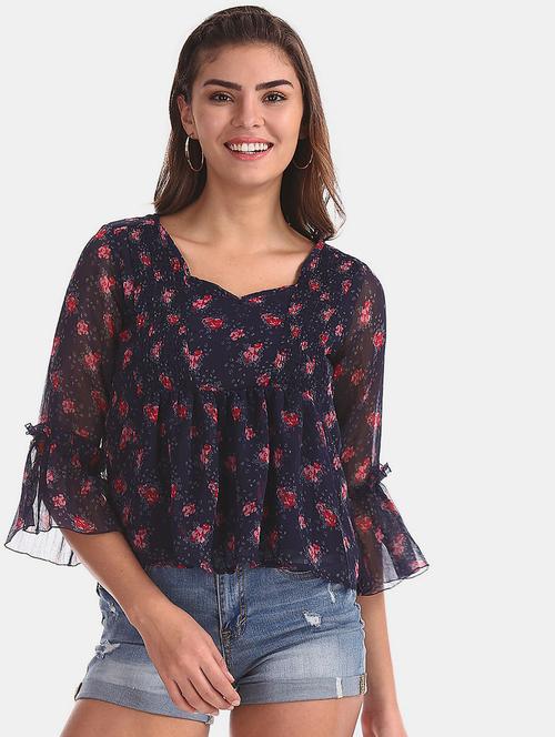 bell sleeved floral top  - 17935643 - Very Small Image - 1